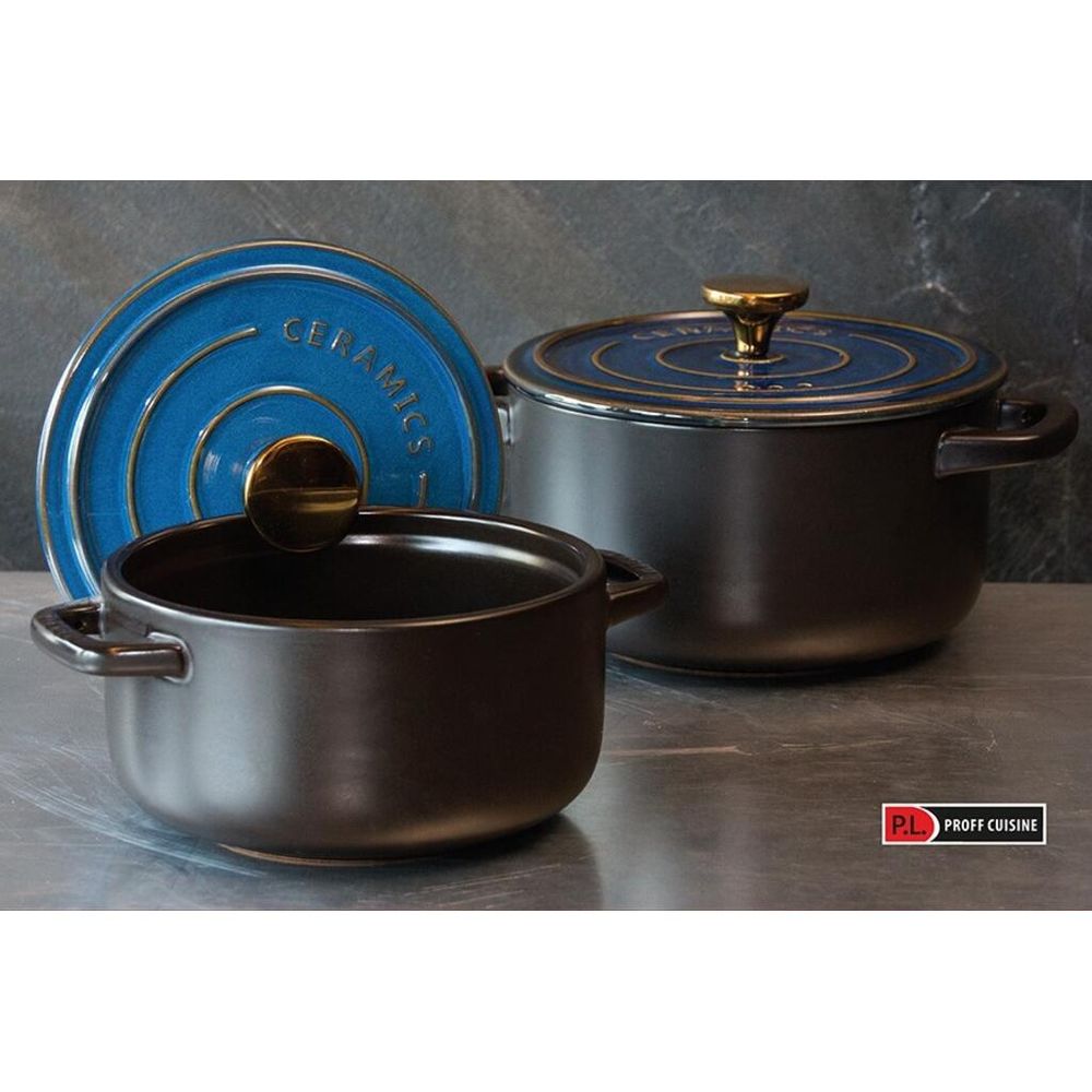 Кастрюля 6 л, 22,5/15,5*21 см с крышкой керамическая Style Buffet New Kitchen P.L. Proff Cuisine