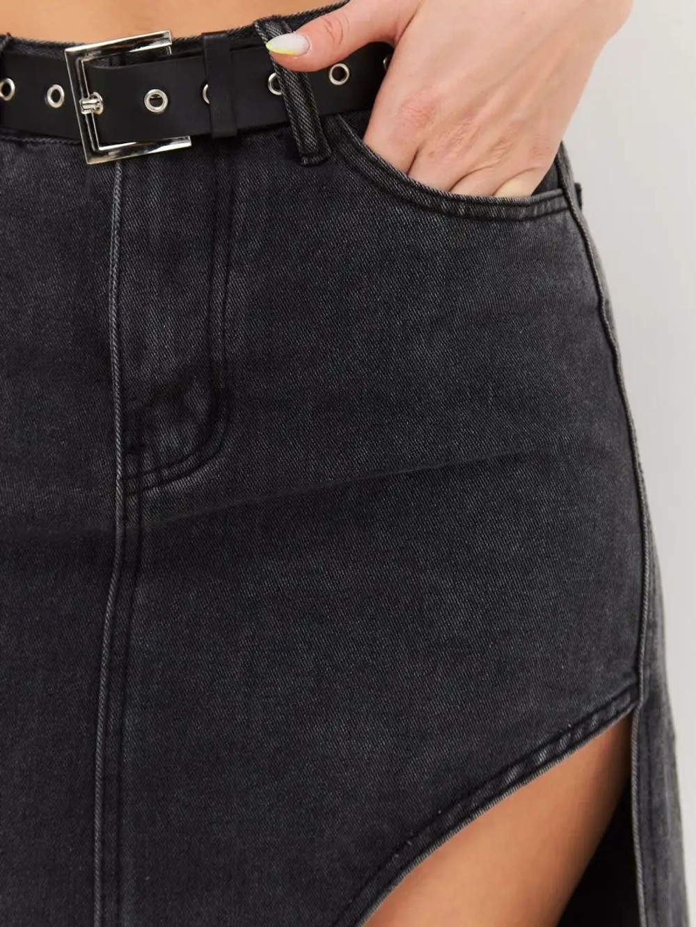 Юбка джинсовая миди карандаш с разрезом