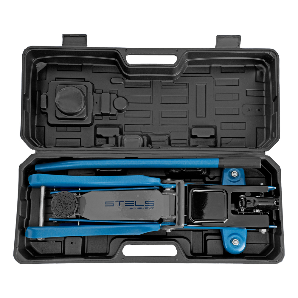 Домкрат гидравлический подкатной, 2т Low Profile, 80-380 мм, в пласт. кейсе Stels