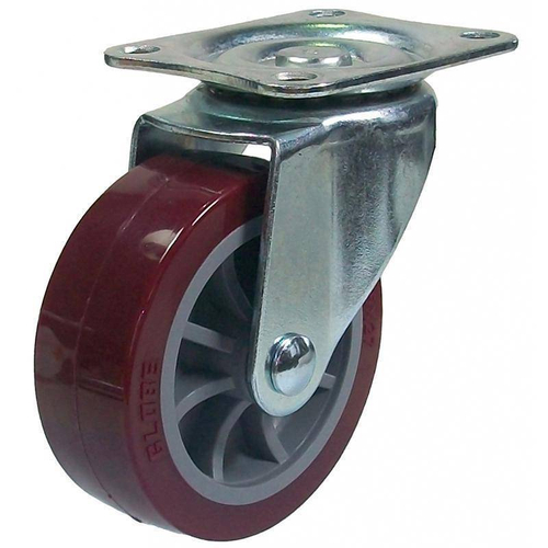 Колесо Поворотное 65мм красная резина цинк/пласт