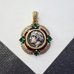 Подвеска, латунь чистая с серебрением, ювелирное стекло, монета, р-р 29 мм, штучно