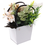 Цветочная композиция «Розовый туман» 15*11*20см в корзинке, цвет белый