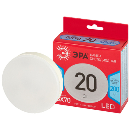 Лампа светодиодная ЭРА RED LINE LED GX-20W-840-GX70 R 20Вт таблетка яркий белый свет GX70