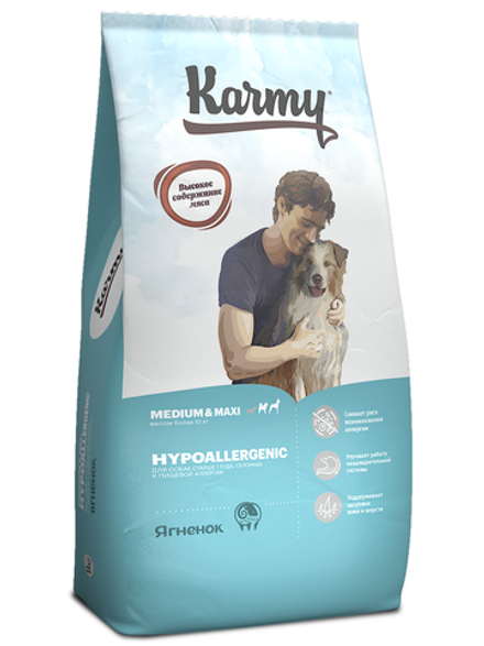 Сухой корм Karmy Hypoallergenic Medium&Maxi для собак средних и крупных пород Ягненок 14кг