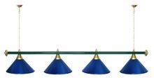 Лампа STARTBILLIARDS 4 пл. (плафоны золотые,штанга синяя,фурнитура золото)