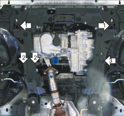 Защита картера двигателя, КПП. 2 мм, Сталь. для Honda Accord VIII 2008-2012, Motodor.70816