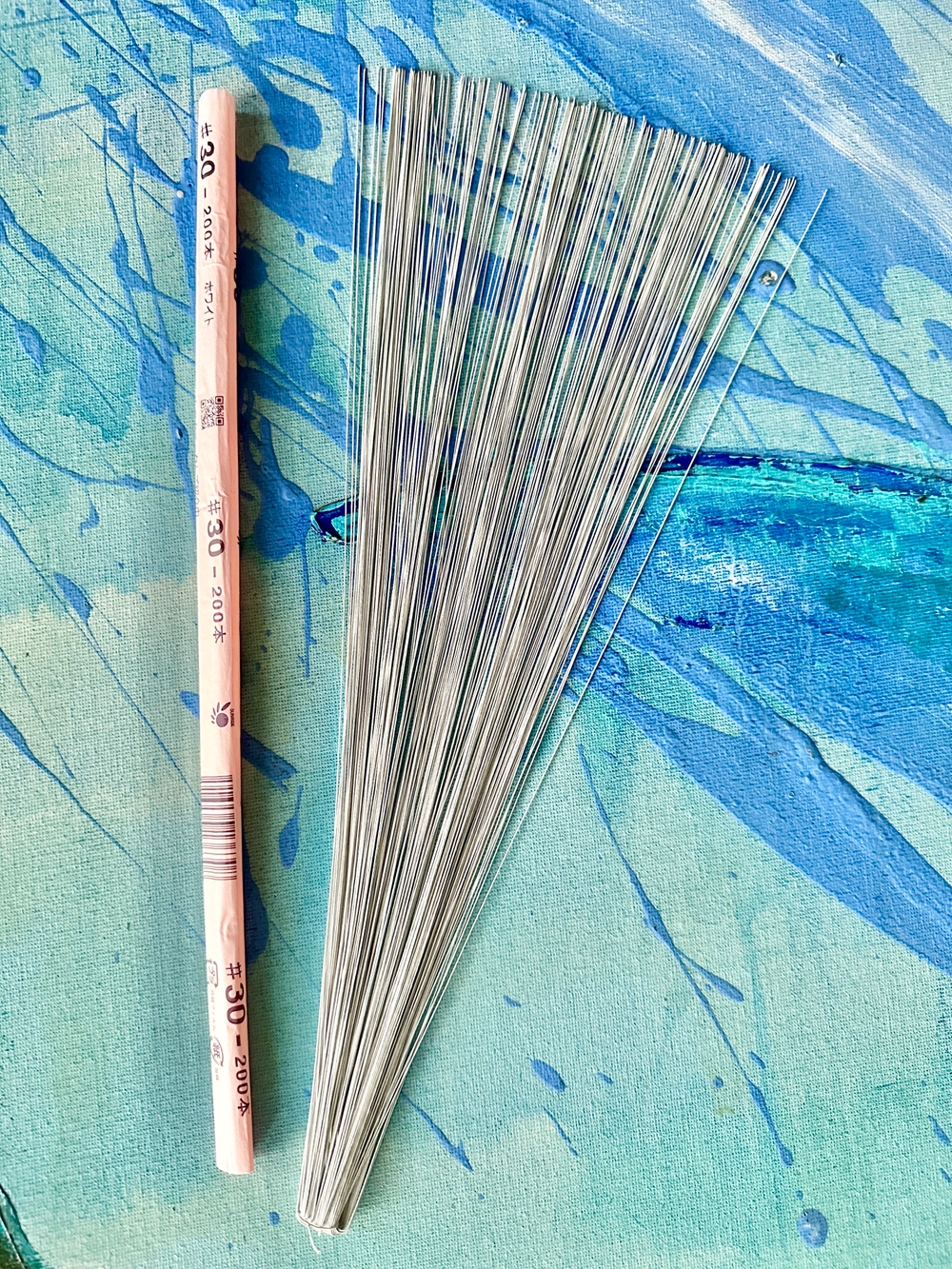 Проволока японская длинная формат U № 30 Белая, длина 72 см согнута пополам, 100 штук.