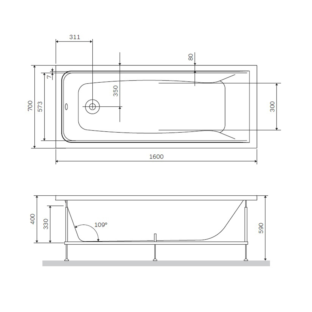 Ванна AM.PM Gem W90A-160-070W-A белая