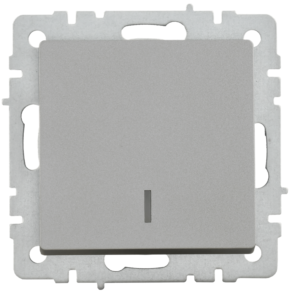 BRITE Выключатель 1-клавишный с индикацией 10А ВС10-1-1-БрС сталь IEK