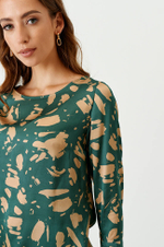 22760 Блузка женская (бежево-зеленый)