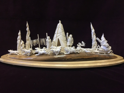 Остяцкое хозяйство. Скульптурная композиция. Тобольская резная кость.