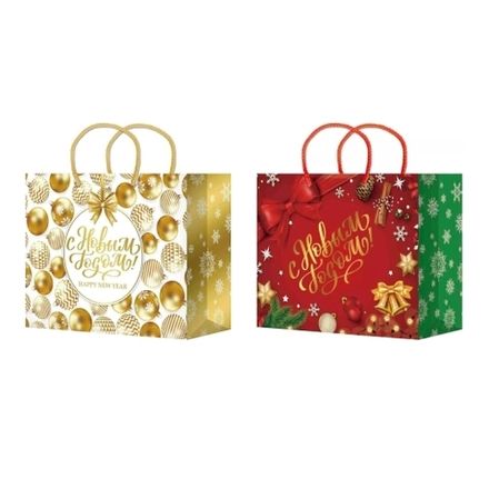 Новогодние пакеты "Новогодний Микс" 50х50+20см бумажные (10/50шт)