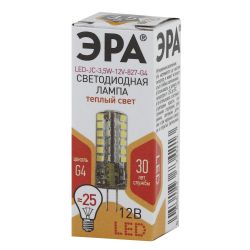 Лампа светодиодная ЭРА STD LED JC-3,5W-12V-827-G4 G4 3,5Вт капсула теплый белый свет | Лампы cветодиодные Капсульные (G4, G9)