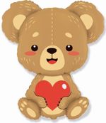Шар (33''/84 см) Фигура, Плюшевый мишка с сердцем, 1 шт.