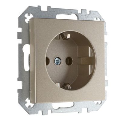 Розетка с заземлением 16А LIREGUS EPSILON IKL16-204-01.E/Ch шампань