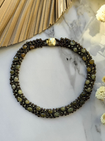Колье из бисера "Змейка" ручной работы с камнем Гранат (гроссуляр)