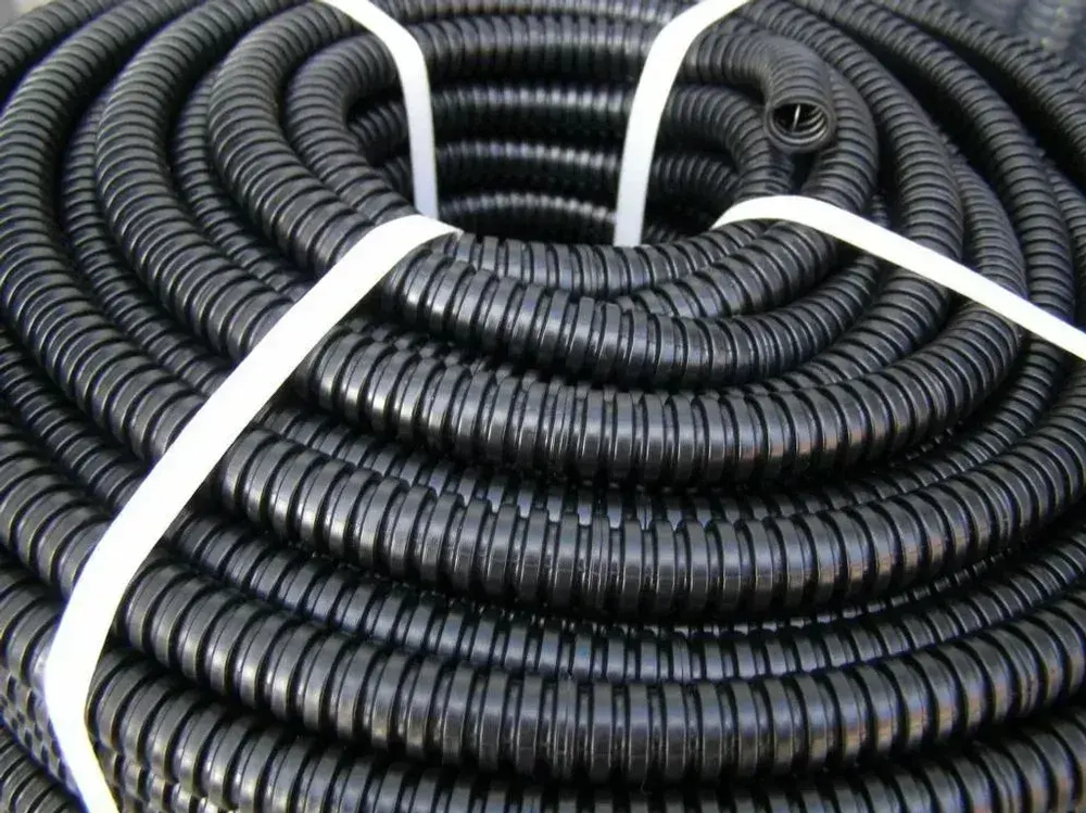 Металлорукав для кабеля в оболочке ПВХ изоляции МРПИ НГ 15 черный с протяжкой 50м