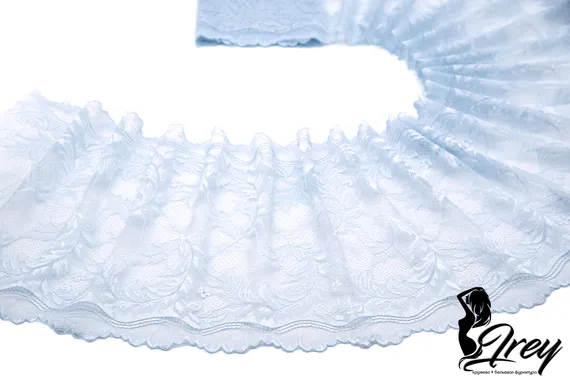 03-270 Кружево эластичное 23 см, бело-голубой
