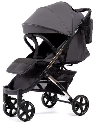 Прогулочная коляска Peppy Polo 2.0 Steel grey хром рама, сумка