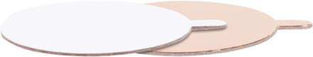 Подложка для торта круглая (золото, белая) с ручкой d 8 см толщ. 1,5 мм 1 упак. (10 шт.)