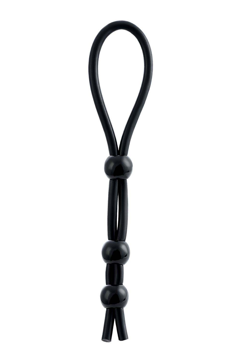 Лассо на пенис A-toys с тремя бусинами черное 19,5 см