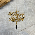 Свеча-топпер 3D «Happy Birthday» в золотом цвете