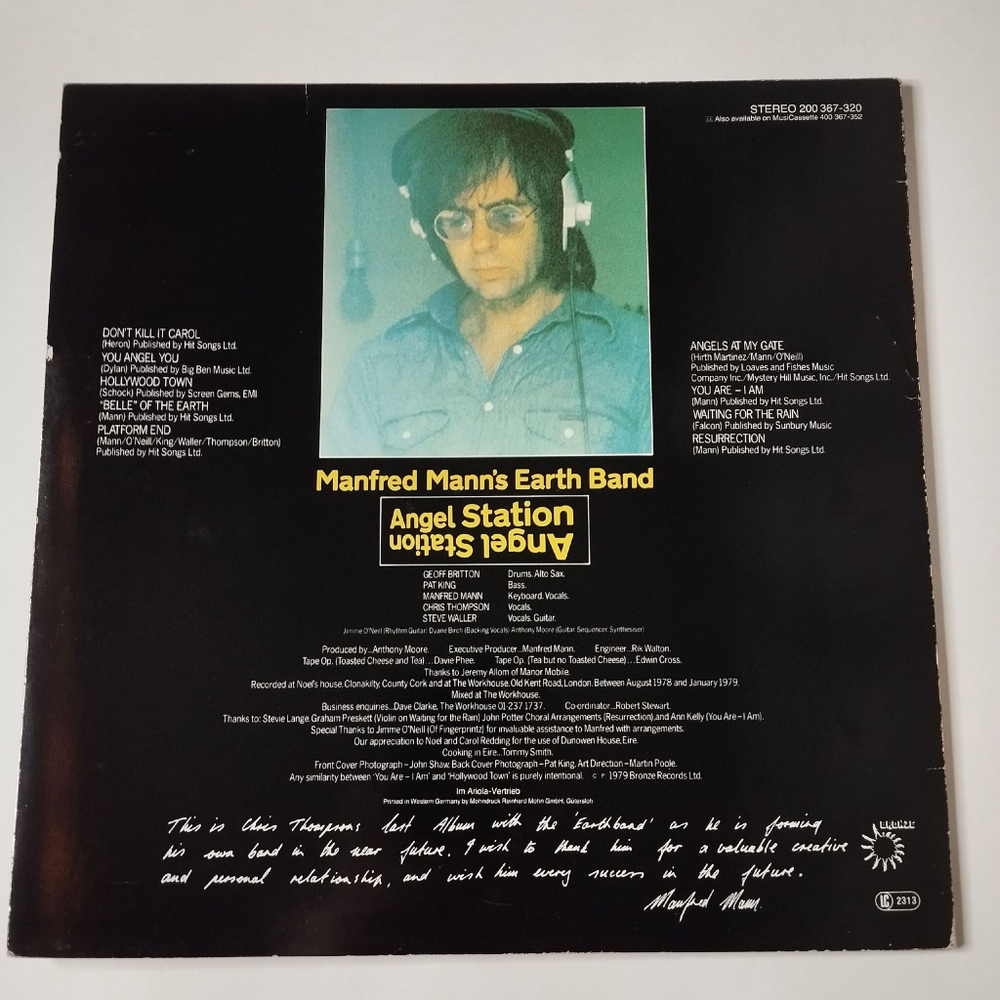 Винтажная виниловая пластинка LP Manfred Mann Earth Band Angel Station (Germany 1979) Don't Kill It Carol