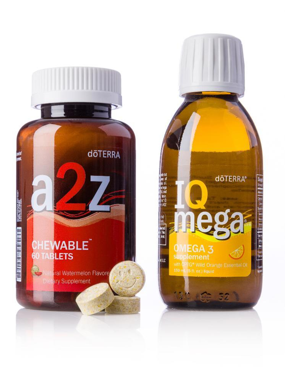 Набор doTERRA Витаминный комплекс a2z Chewable и IQ Mega для детей и взрослых, 60 шт и 150 мл