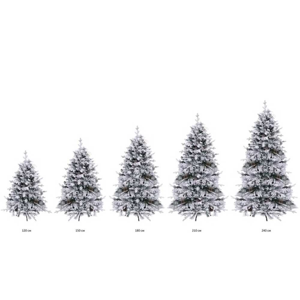 Елка «Заснеженная принцесса» 210 см, ПВХ, леска, резина с белым напылением (1230 веток)