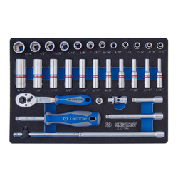 KING TONY (2331SRV) Набор торцевых головок с принадлежностями 1/4", 6-гранные, 5/32"-9/16", 31 предмет