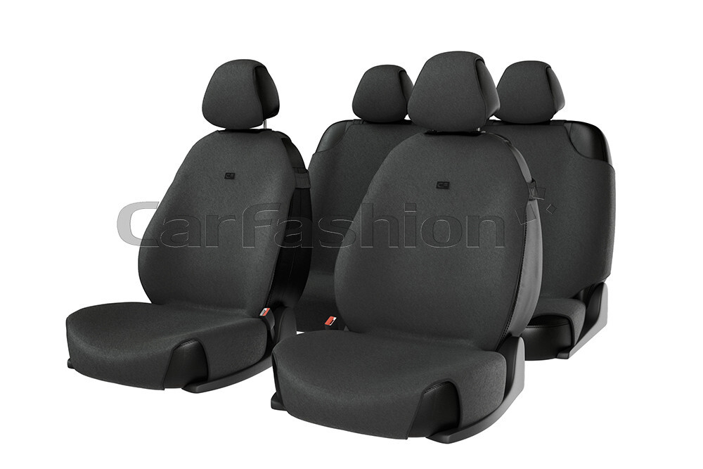 Накидки сидений ПОЛНЫЙ CarFashion (кт) -«FORUM» 22026 -Полиэстер т.серый/LOGO черный