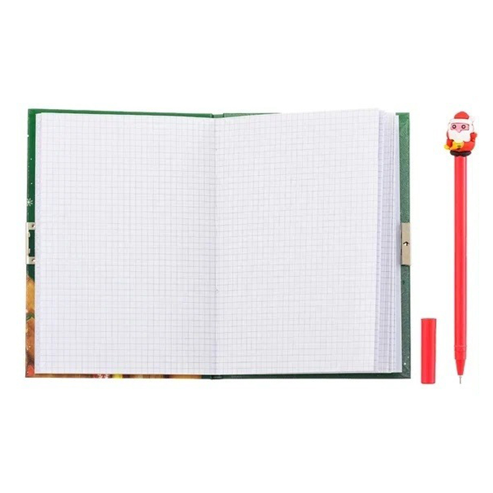 Блокнот детский Basir на замке, с ручкой, формат А6, серия "Зимняя сказка", с игрушкой, переплет 7БЦ, 18*13.2 см, 48 листов, ассорти