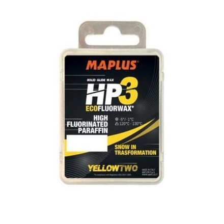 Парафин высокофтористый лыжный MaPlus HP3 HF Yellow 2 (для преобразованного снега) (-1°С...-5°С) 50 гр