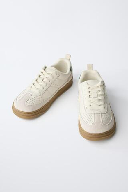 ZARA КОЖАНЫЕ КРОССОВКИ BAREFOOT, БЕЛЫЙ