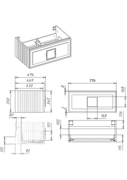 Тумба под раковину La Fenice Cubo Blu Grigio синяя 80 FNC-01-CUB-BG-80