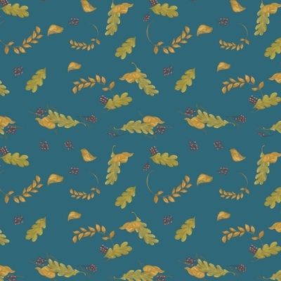 Тёплый листопад на синем фоне