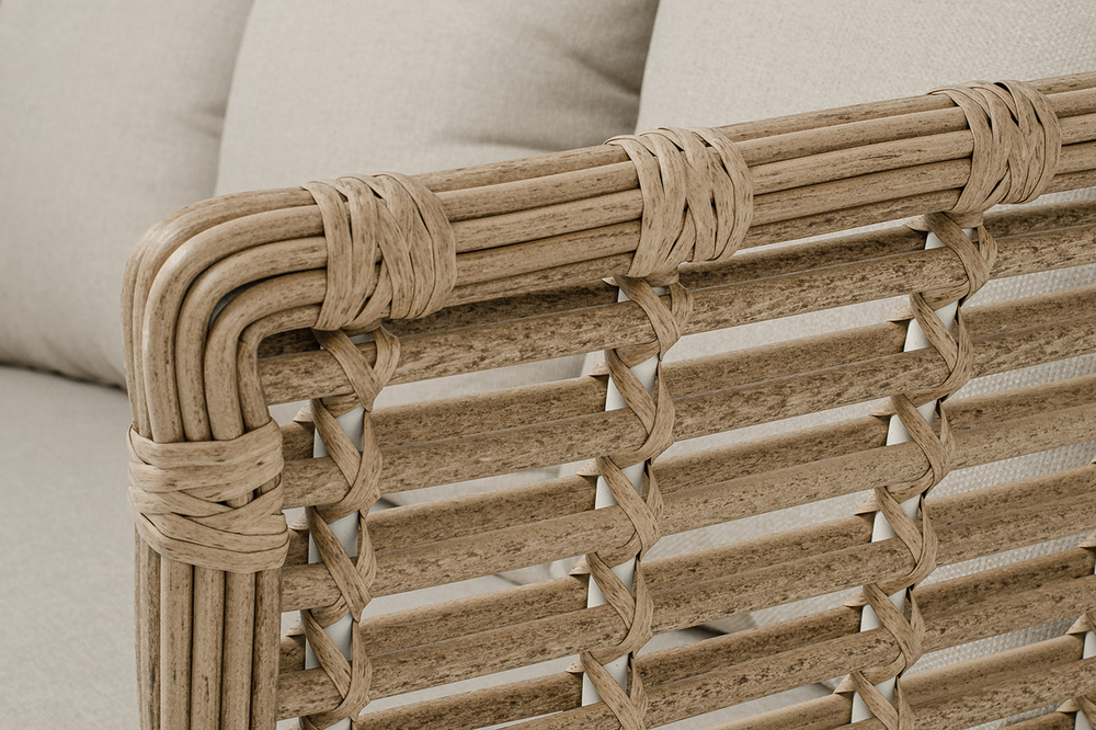 "Валенсия" диван из искусственного ротанга трехместный, цвет соломенный