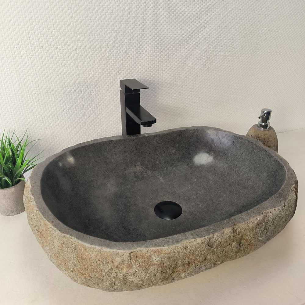 Раковина из речного камня RS-66076 58х43х15 из натурального камня