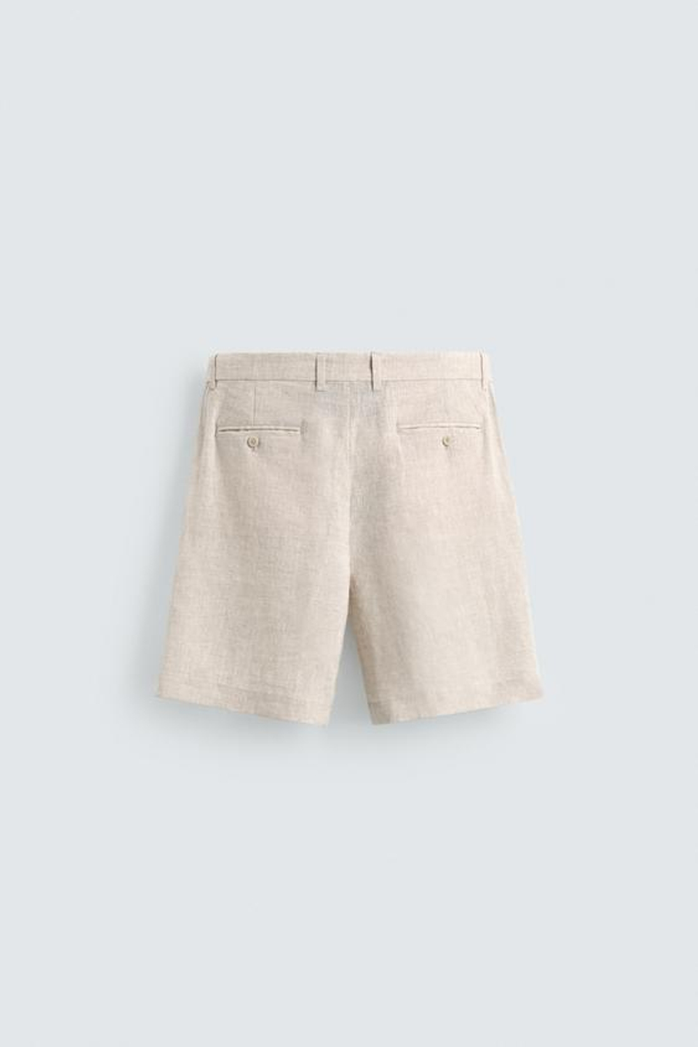 ZARA БЕРМУДЫ ИЗ 100% ЛЬНА КЛАССИЧЕСКОГО КРОЯ, СВЕТЛО-БЕЖЕВЫЙ