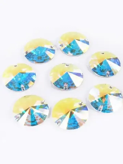 Стразы пришивные стекло Crystal риволи, Ø 16 мм, AB