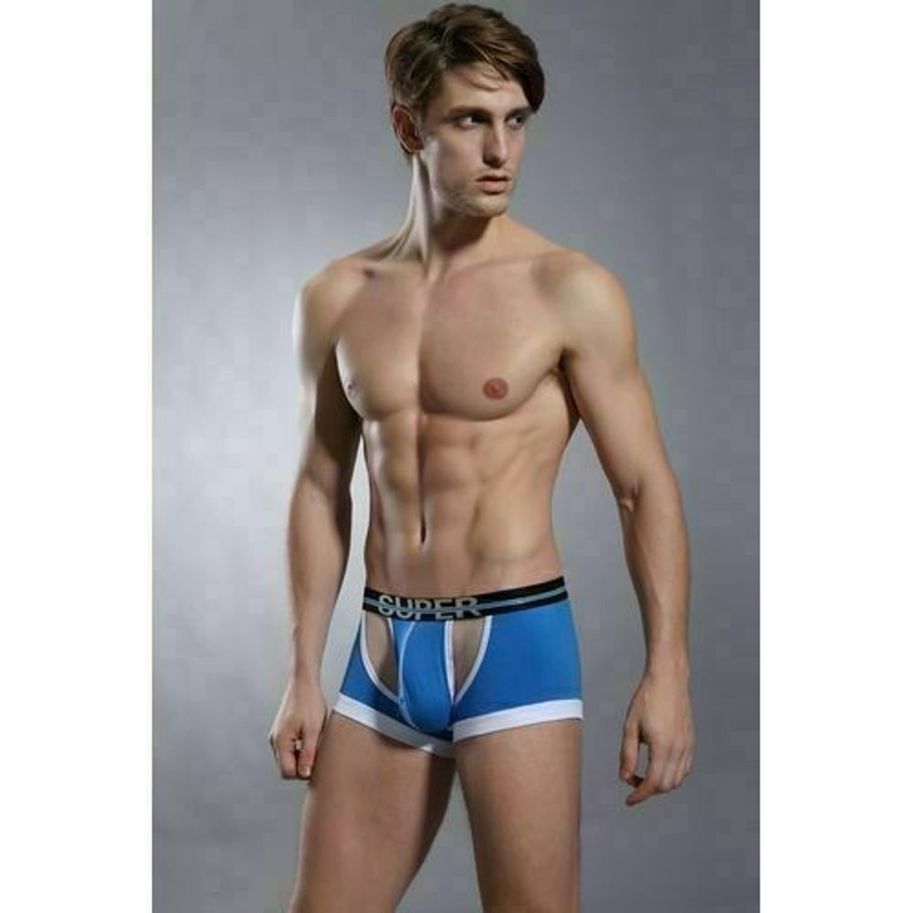 Мужские трусы боксеры синие с вырезами Superbody Blue Hip Boxer