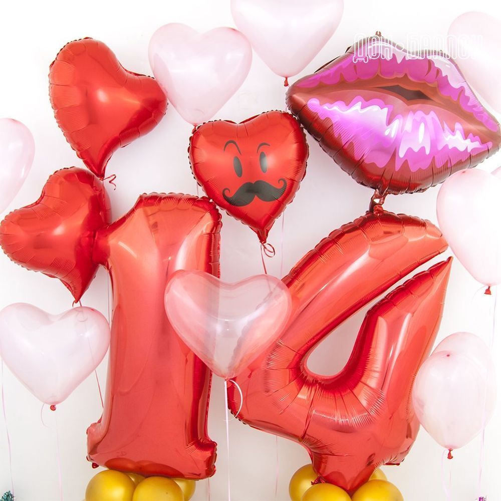 Шар (40"/102 см) Цифра, 4, Красный, в упаковке