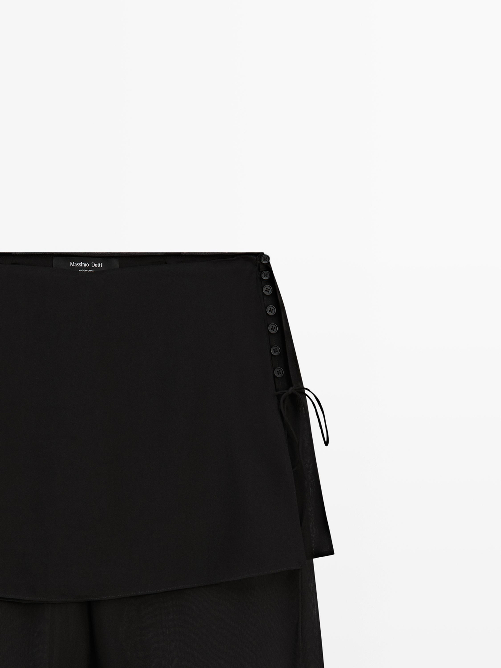 Massimo Dutti Струящиеся шелковые брюки контрастного цвета, черный