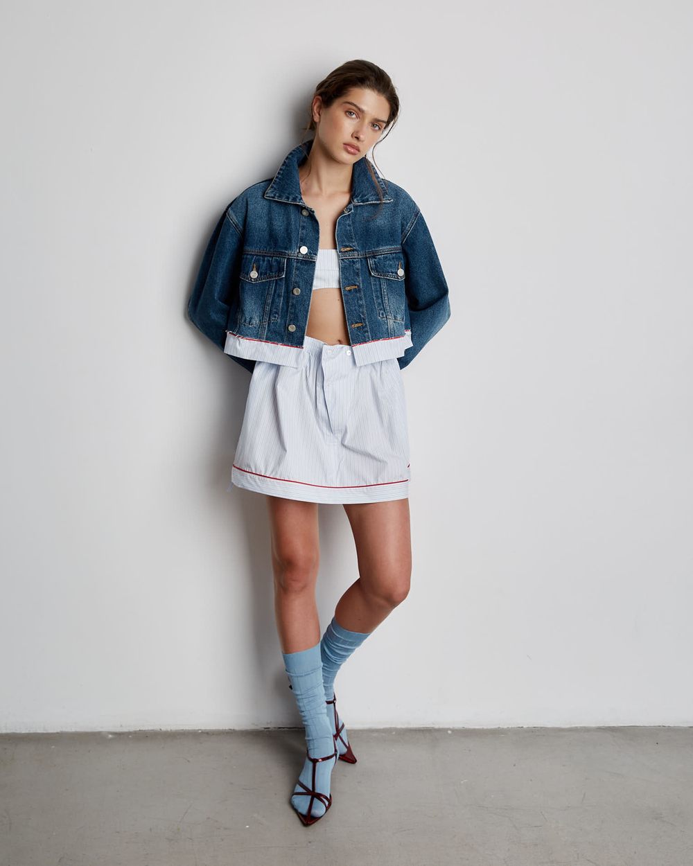 Джинсовая куртка с деталью из хлопка синий