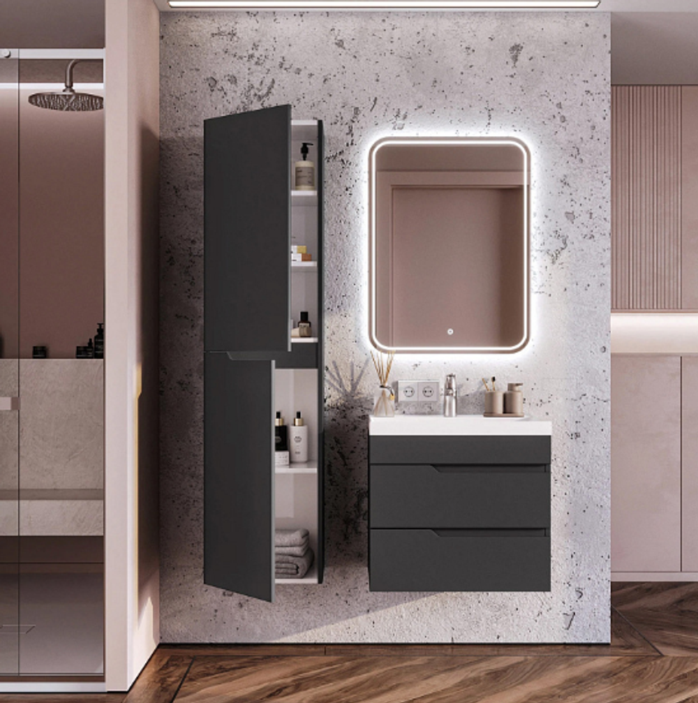 Комплект тумба Sky 60 (600х450х560) с раковиной Clarissa 60 Графит