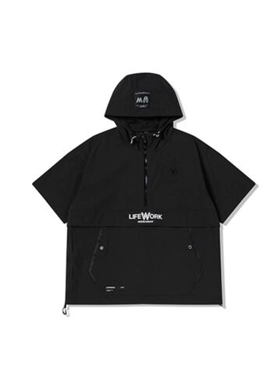 Анорак с капюшоном и короткими рукавами