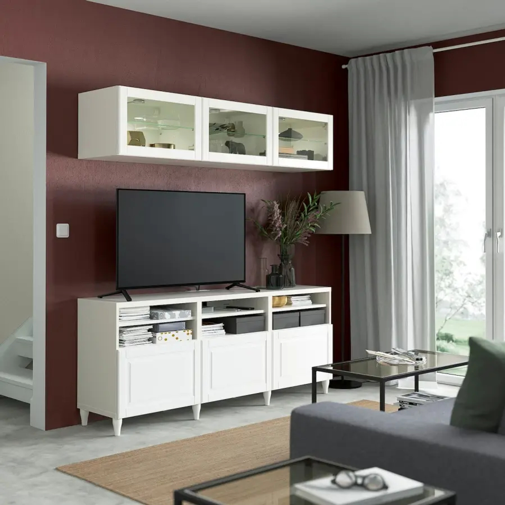 Шкаф для ТВ - IKEA BESTÅ/BESTA, 180x42x192 см, белый, Бесто ИКЕА