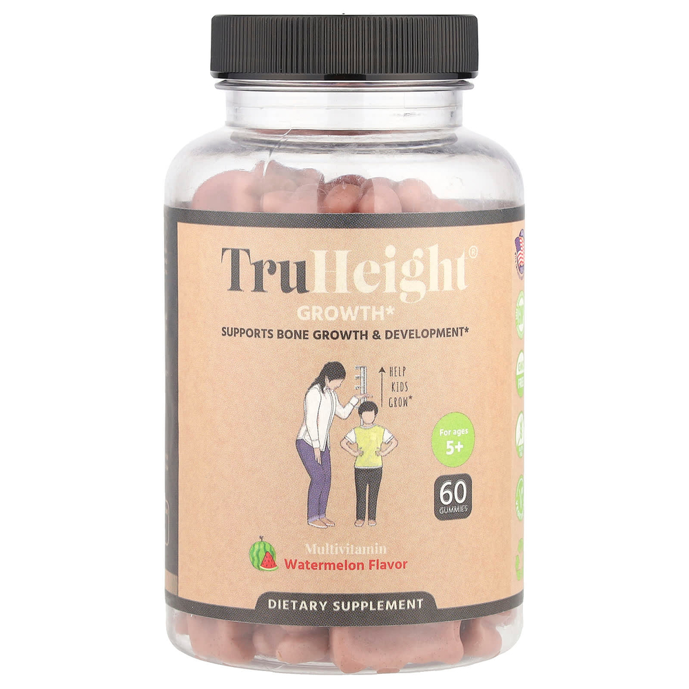 TruHeight, Growth Gummies, мультивитамины, для детей от 5 лет, со вкусом арбуза, 60 жевательных таблеток