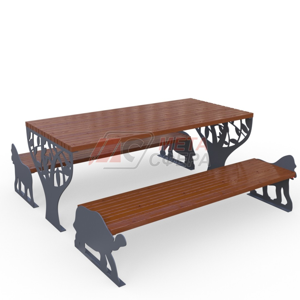 Стол с лавками Зоо