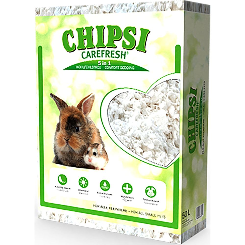 Наполнитель Chipsi Carefresh Pure White подстилка для мелких домашних животных и птиц, бумажный, белый, впитывающий 10 л